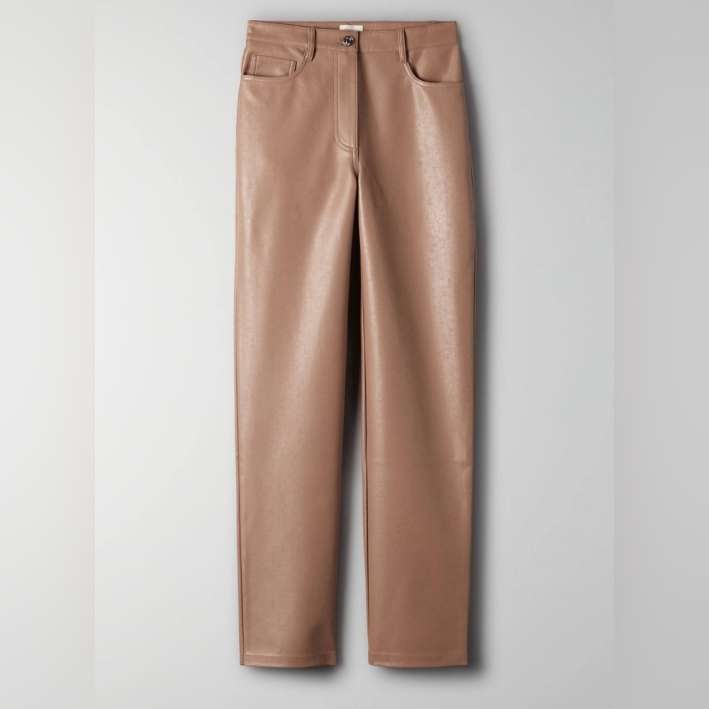Aritzia Tan Leather Pants